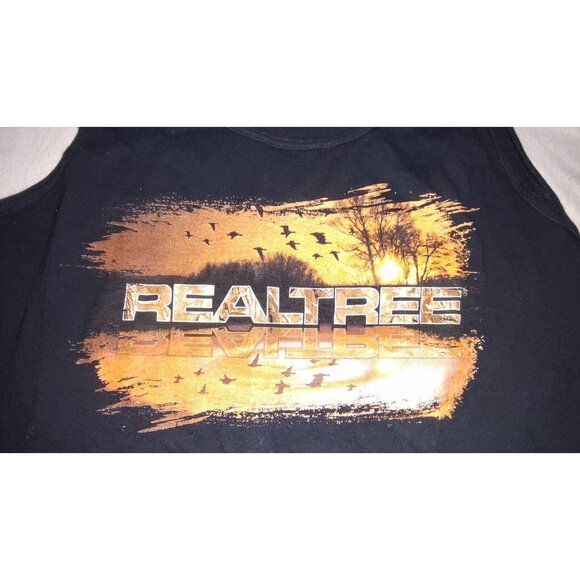 GILDAN MEN'S BLACK REALTREE SHOOTER SHIRT ORANGE YELLOW PRINT IMAGE TANK TOP MED - Picture 2 of 4